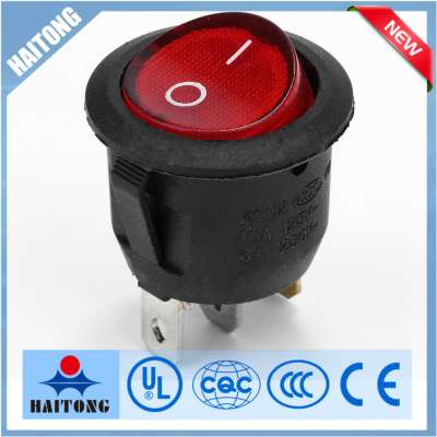 New product 6A/10A 3pin red light circular rocker switch